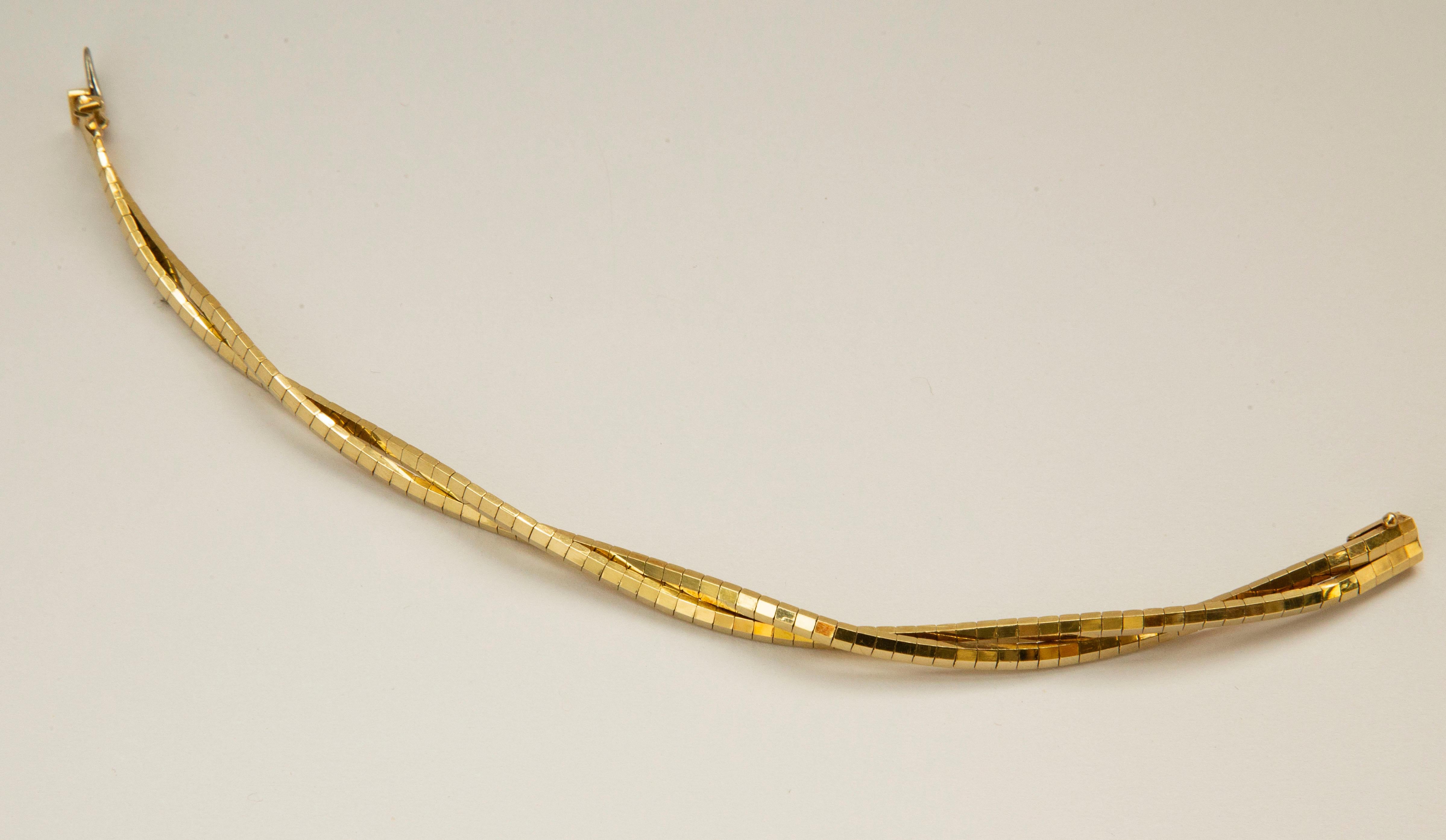 Bracelet à barres en or jaune massif 14 carats en vente 6