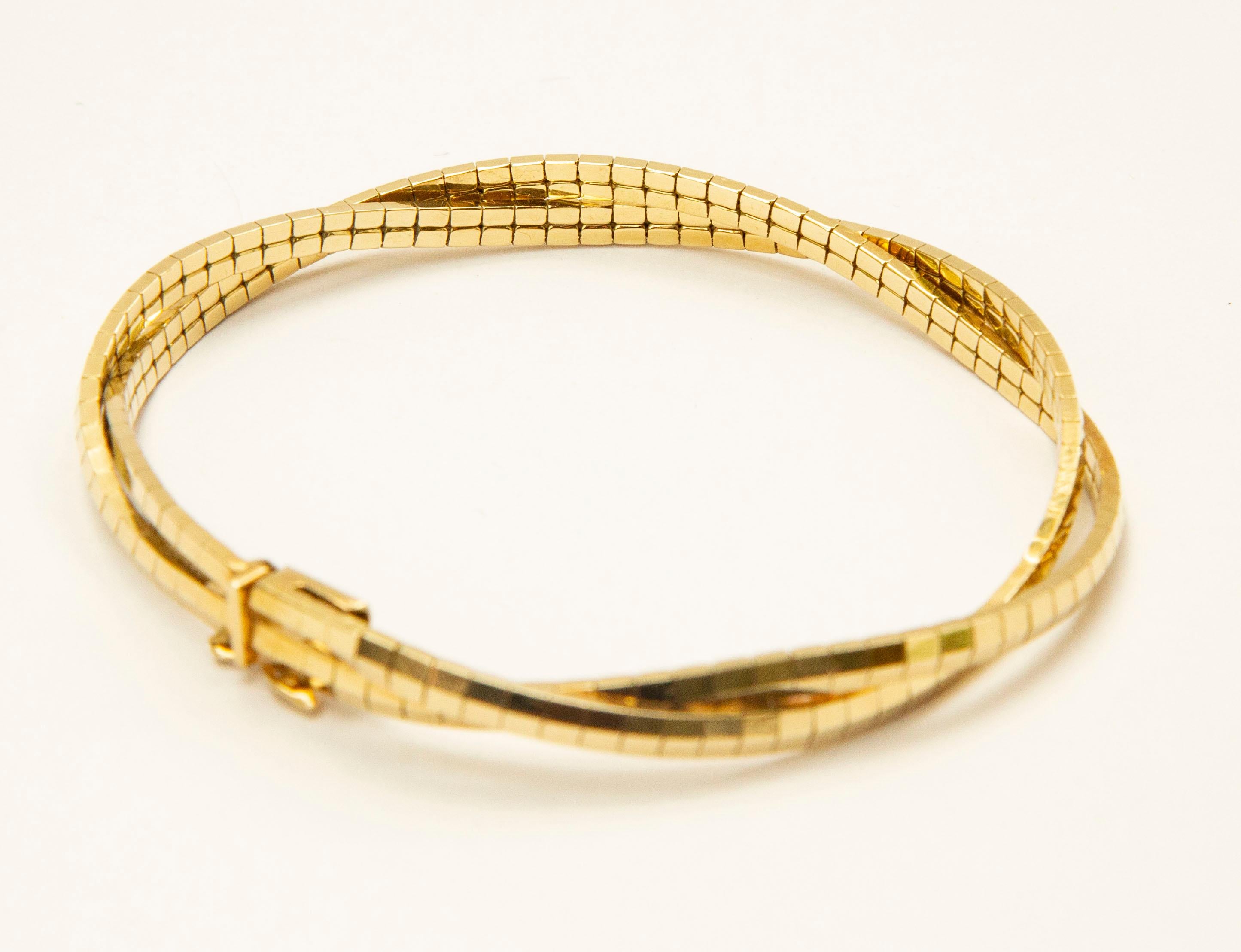 Moderne Bracelet à barres en or jaune massif 14 carats en vente