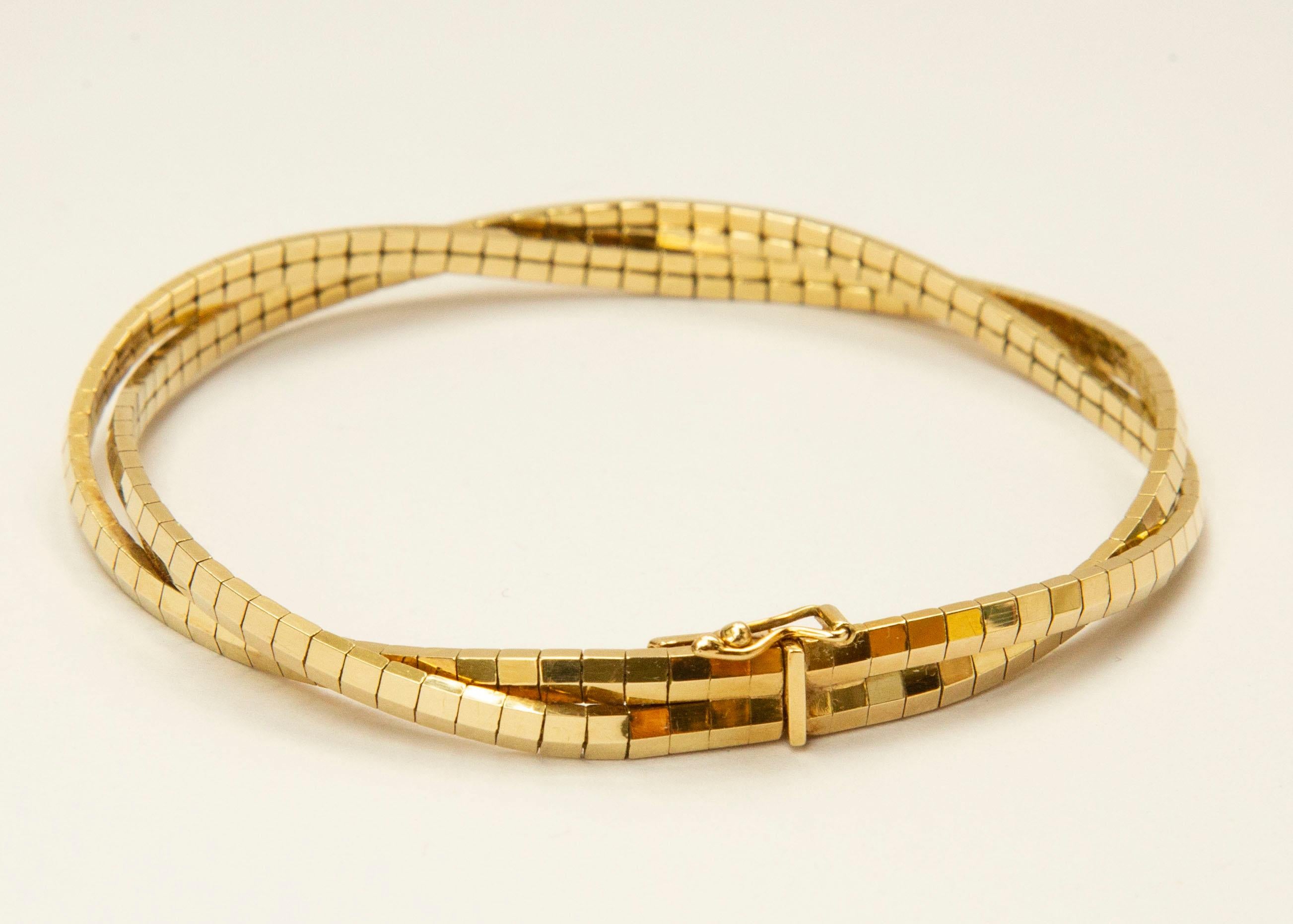 Bracelet à barres en or jaune massif 14 carats en vente 2