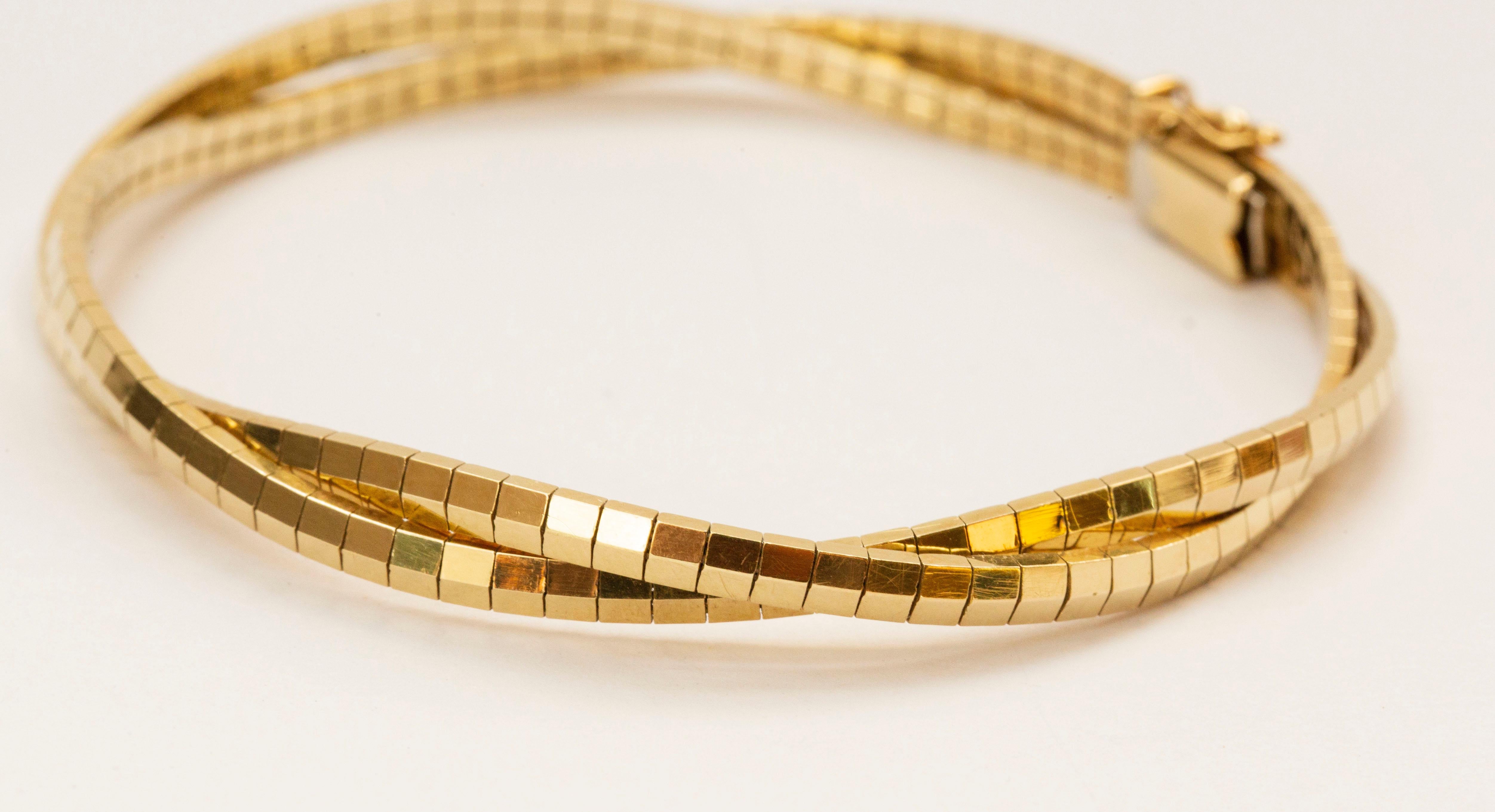 Bracelet à barres en or jaune massif 14 carats en vente 4