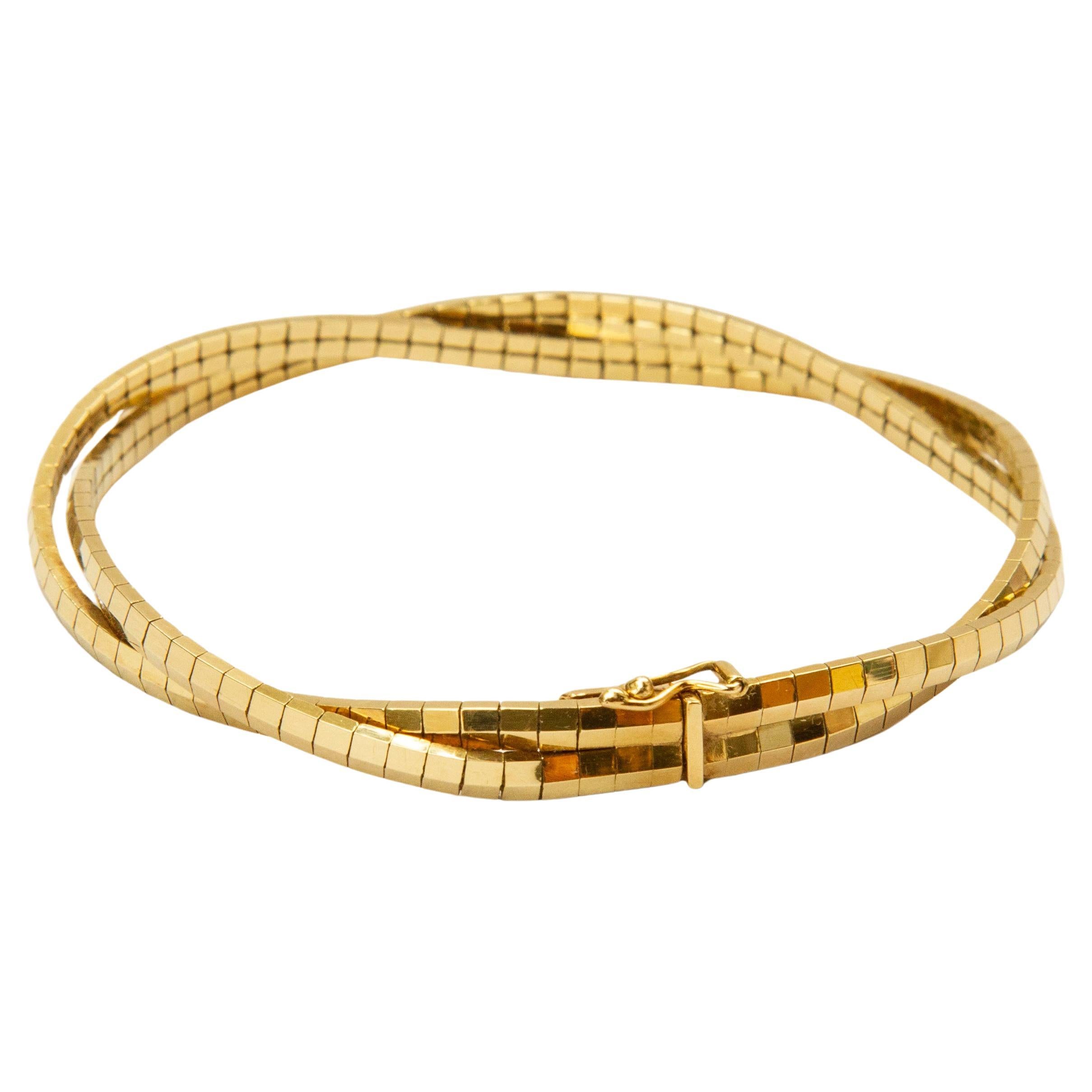 Bracelet à barres en or jaune massif 14 carats en vente