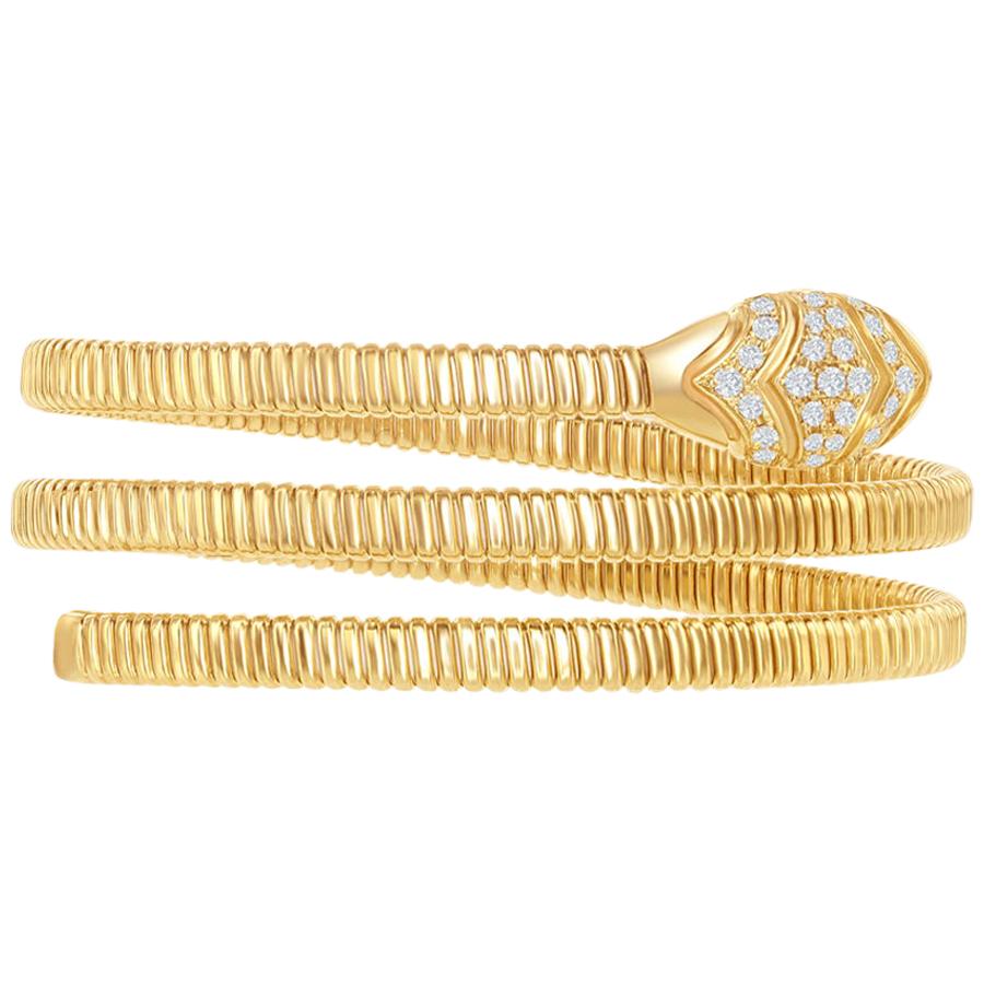 Bracelet jonc en forme de spirale jaune 14 carats en vente