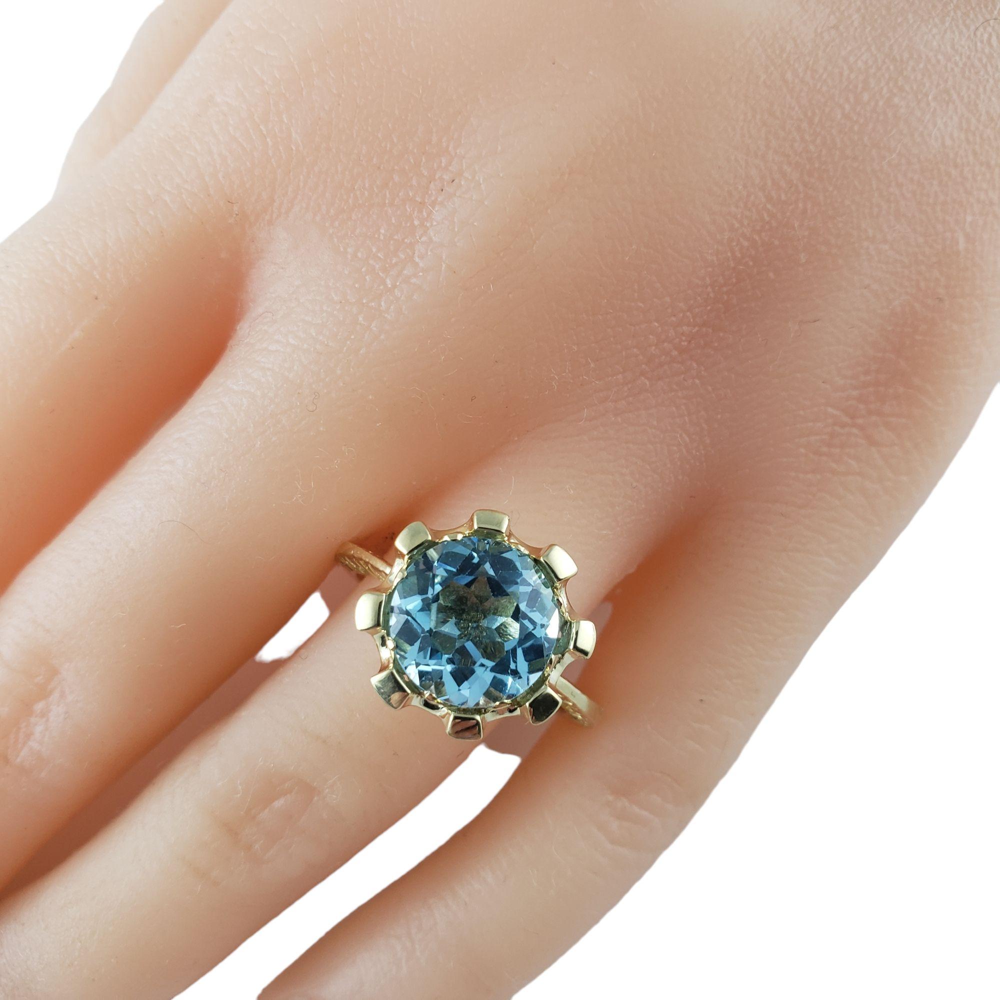 14 Karat Yellow Swiss Blue Topaz Ring Size 8 JAGi Certified #16728 For Sale 5