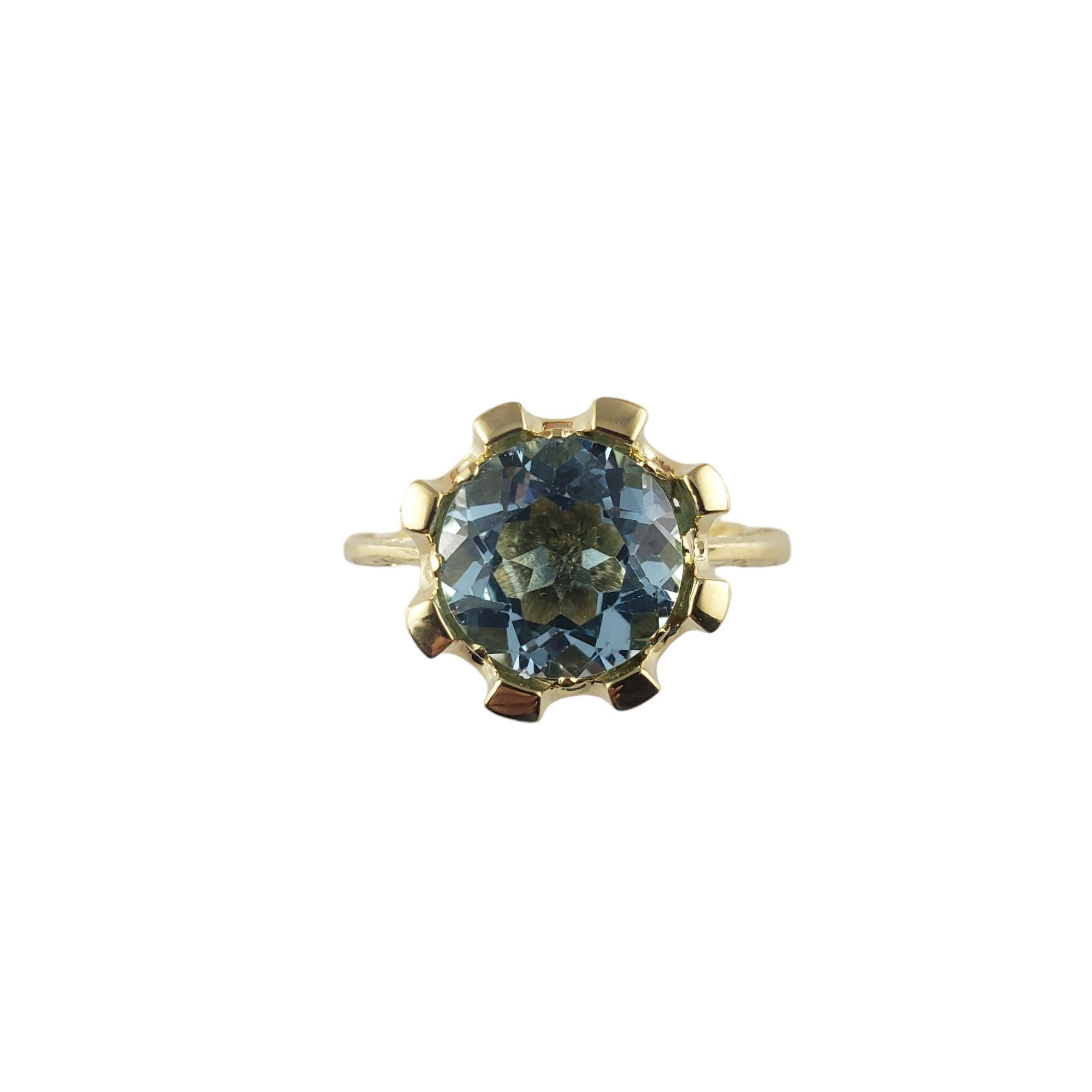 14 Karat Yellow Gold Swiss Blue Topaz Ring Size 8 JAGi Certified-

This lovely ring features one round Swiss blue topaz (10.8 mm) set in beautifully detailed 14K yellow gold.

Topaz weight:  5.87 ct.

Ring Size: 8

Weight:  5.9 gr./  3.7