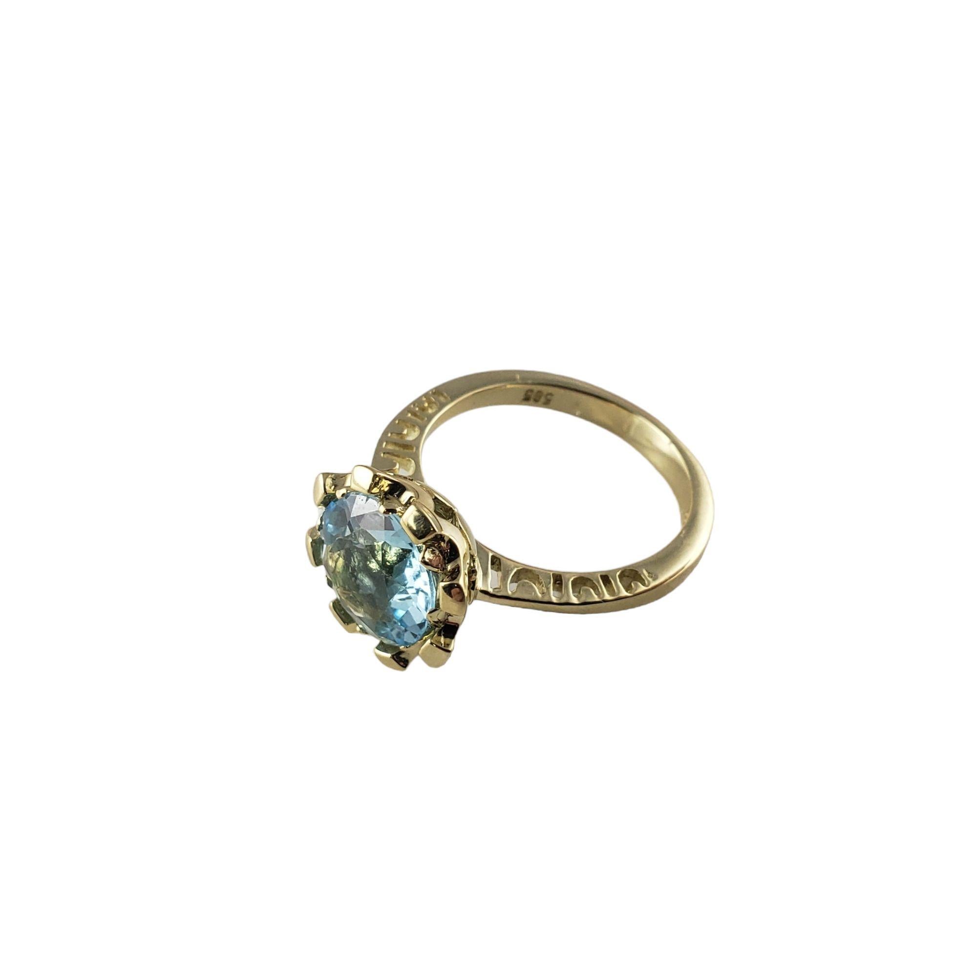 14 Karat Yellow Swiss Blue Topaz Ring Size 8 JAGi Certified #16728 For Sale 1