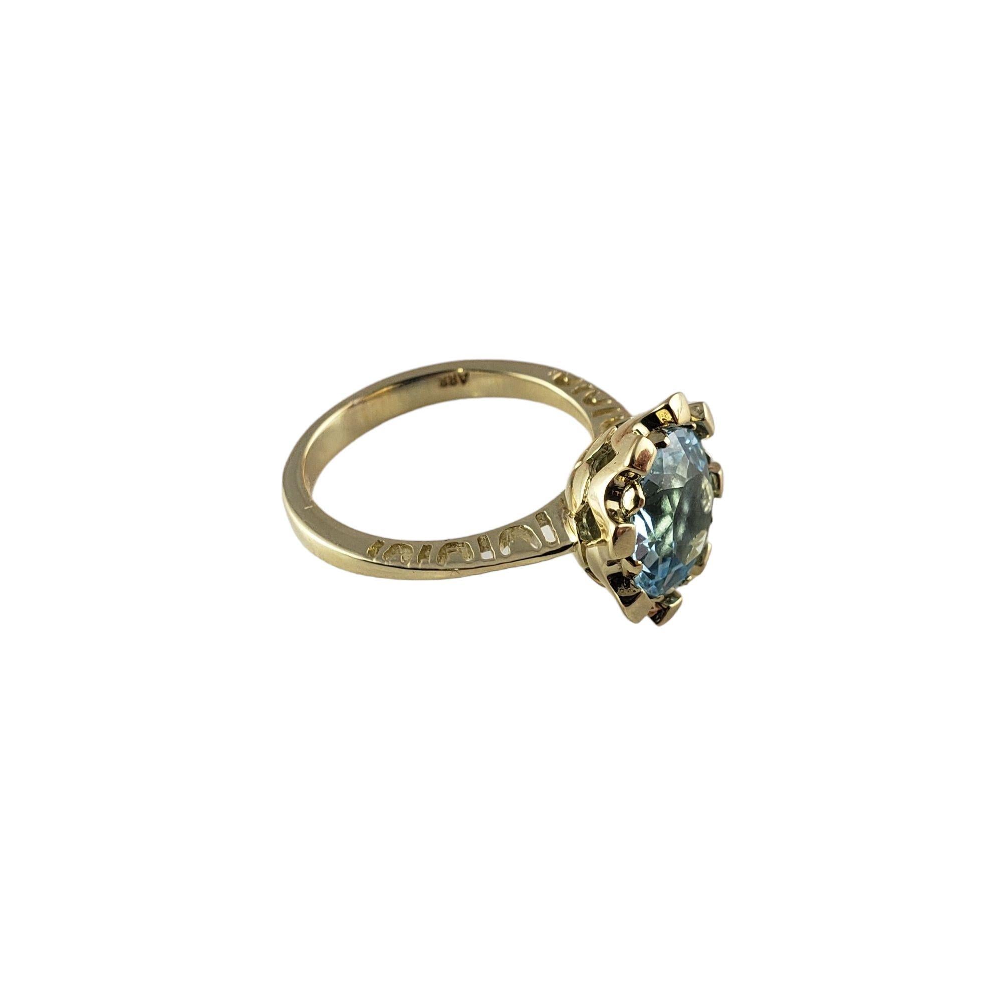 14 Karat Yellow Swiss Blue Topaz Ring Size 8 JAGi Certified #16728 For Sale 2