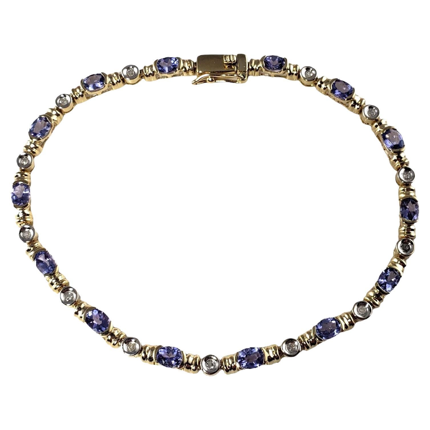 14 Karat Yellow Tanzanite and Diamond Bracelet #13712 For Sale