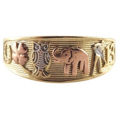 14 Karat Yellow, White, and Rose Gold Lucky Ring Band Size 9 #19282