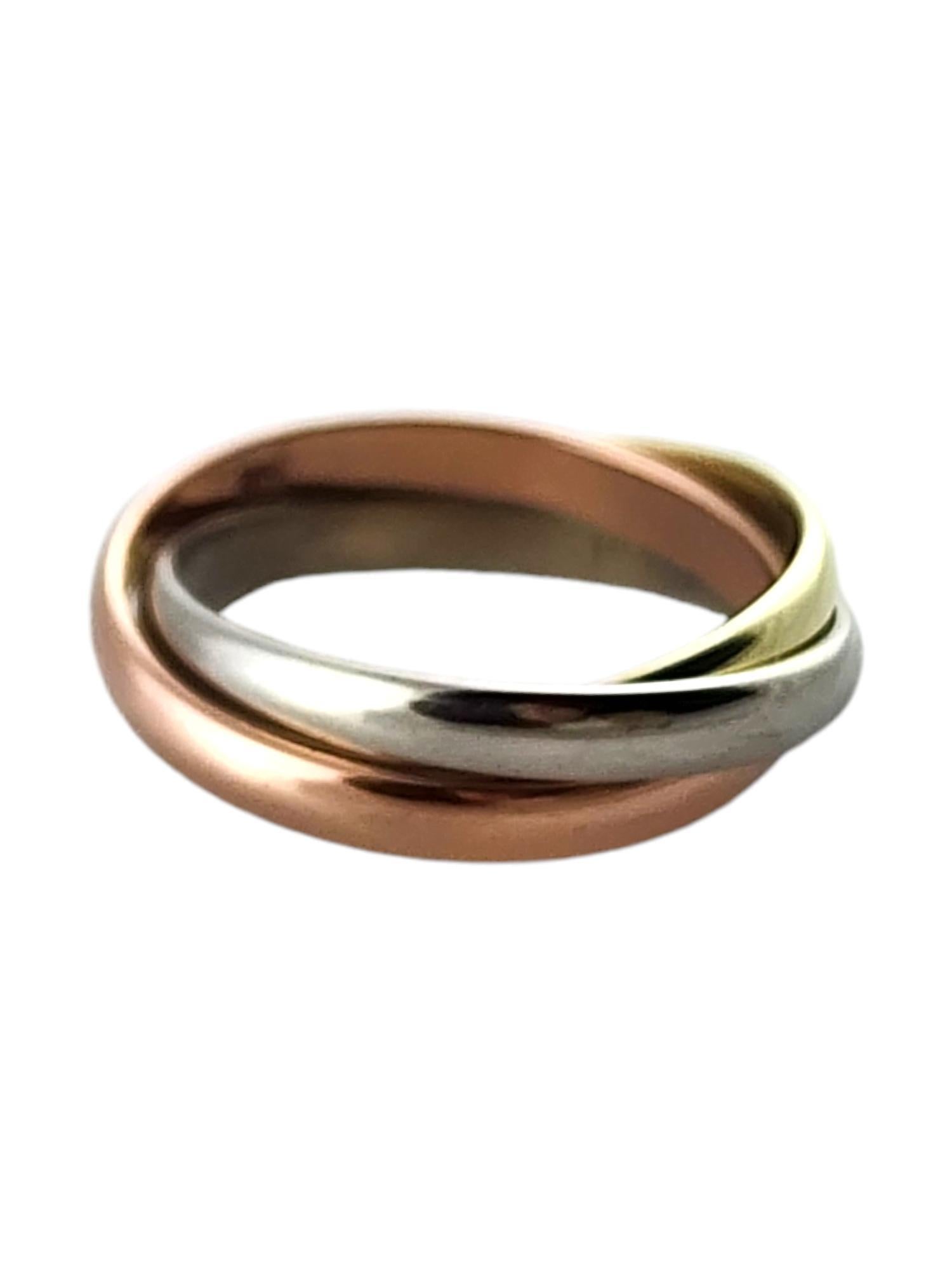 14 Karat Yellow, White, and Rose Gold Tri Color Rolling Ring Size 6.75 #19277 In Good Condition In Washington Depot, CT