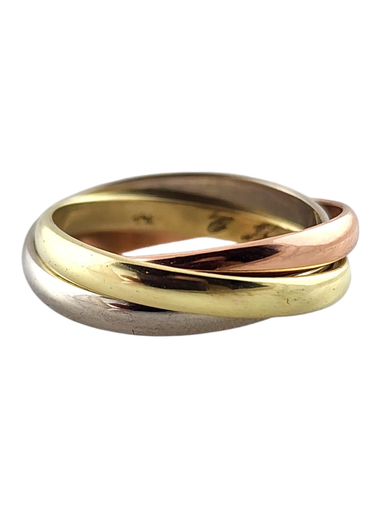 Women's 14 Karat Yellow, White, and Rose Gold Tri Color Rolling Ring Size 6.75 #19277