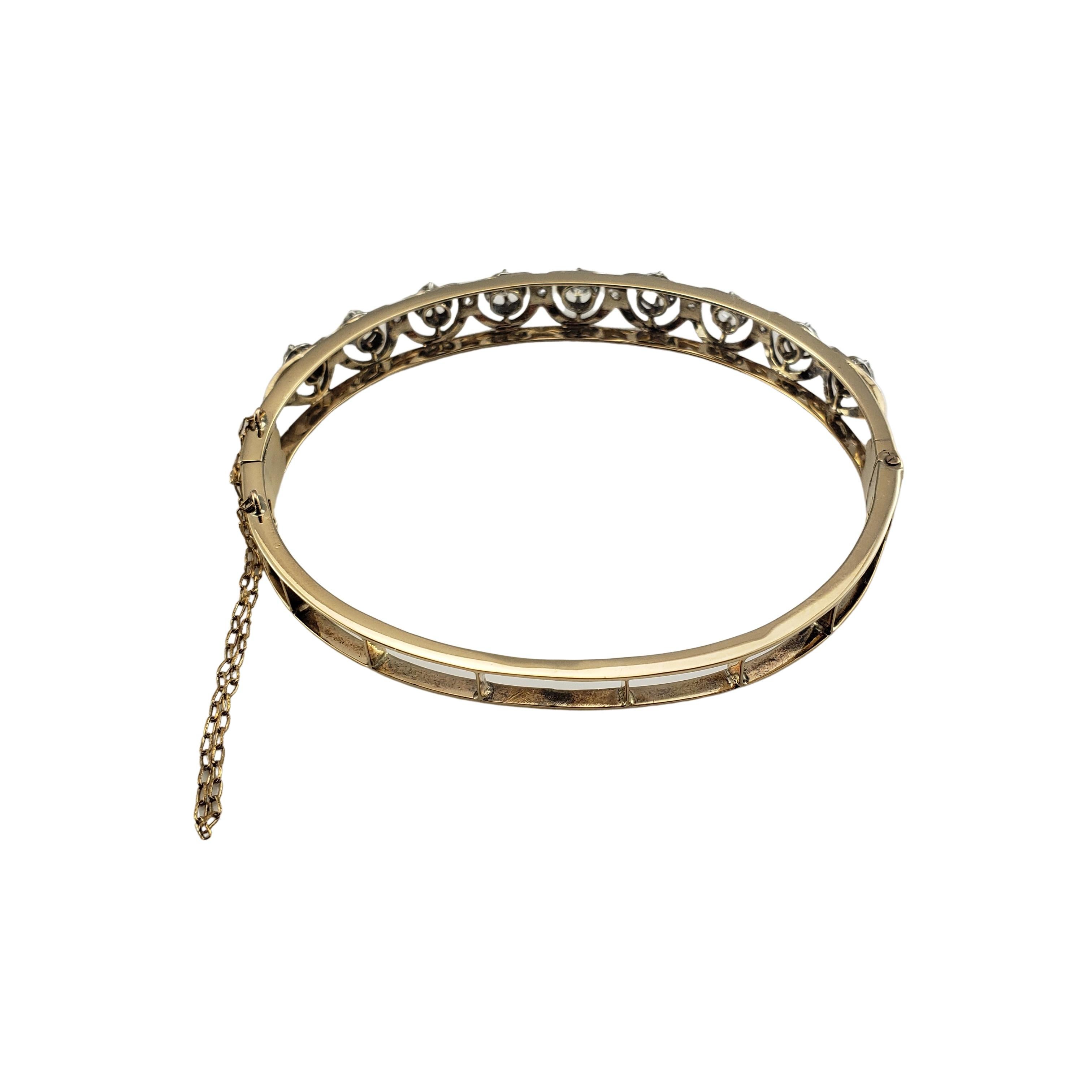 Women's 14 Karat Yellow/White Gold and Diamond Bangle Bracelet