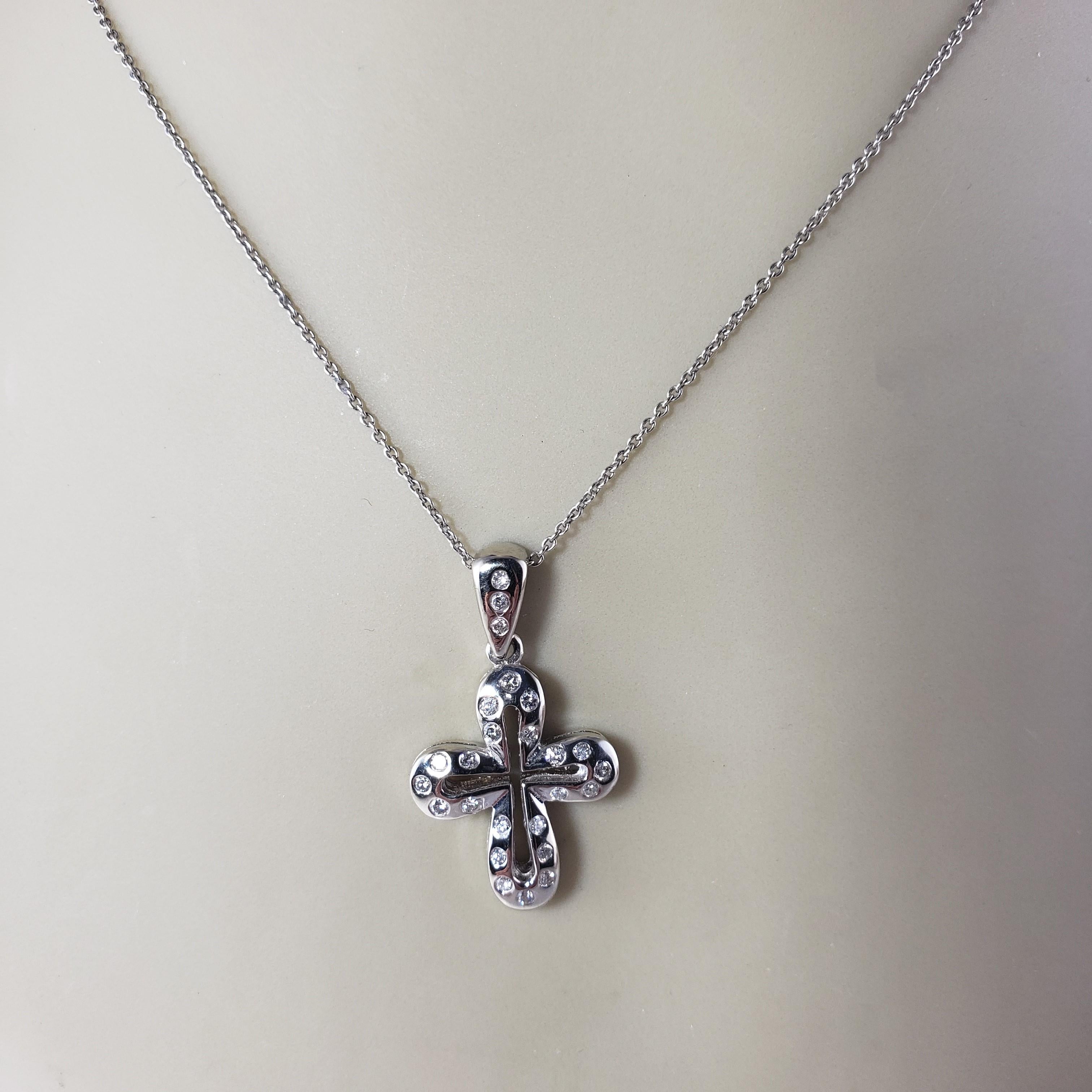 14 Karat Yellow/White Gold and Diamond Cross Pendant #14708 For Sale 2