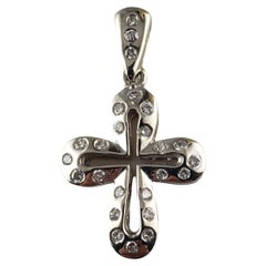 Pendentif croix en or jaune/blanc 14 carats et diamants n° 14708