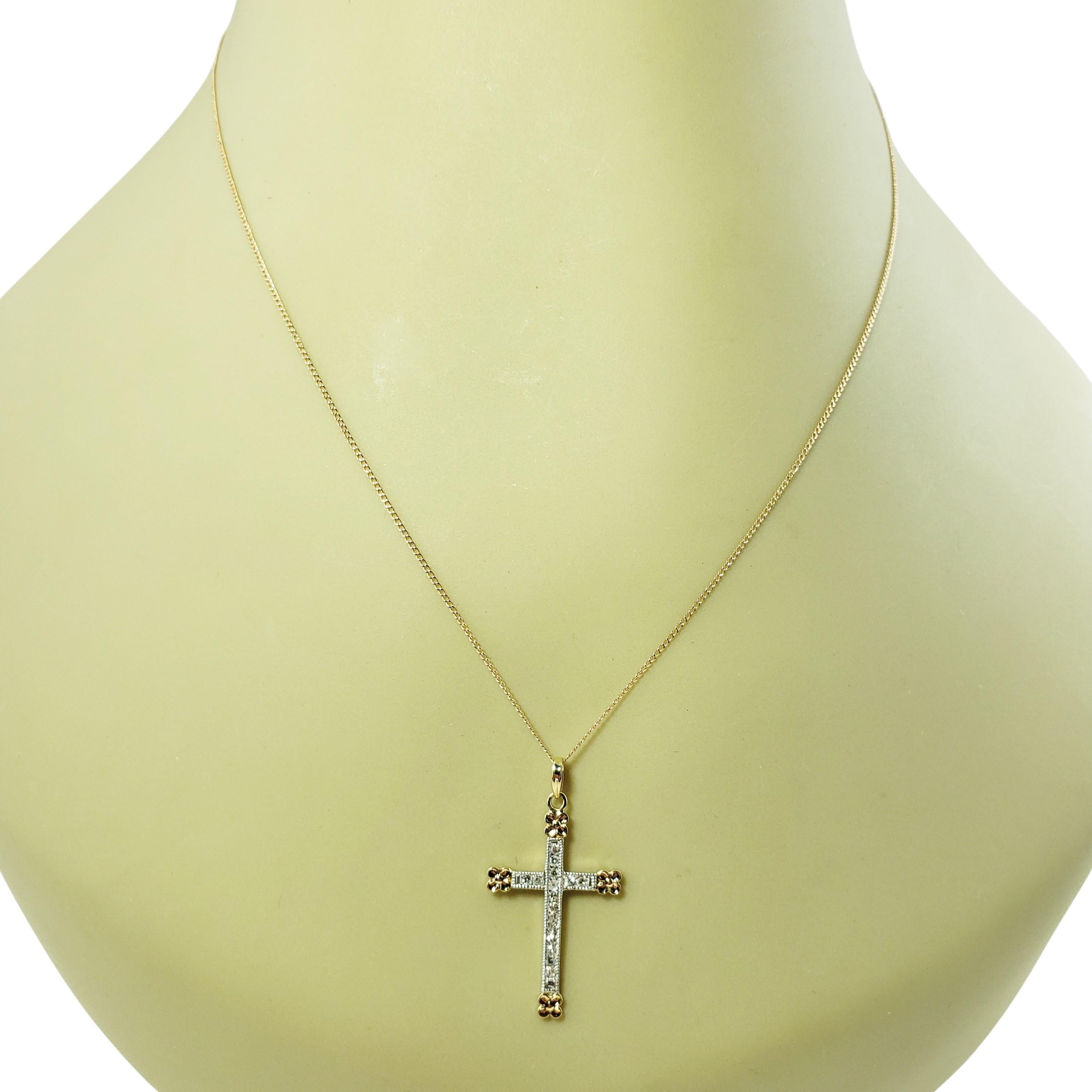 14 Karat Yellow/White Gold and Diamond Cross Pendant Necklace In Good Condition For Sale In Washington Depot, CT