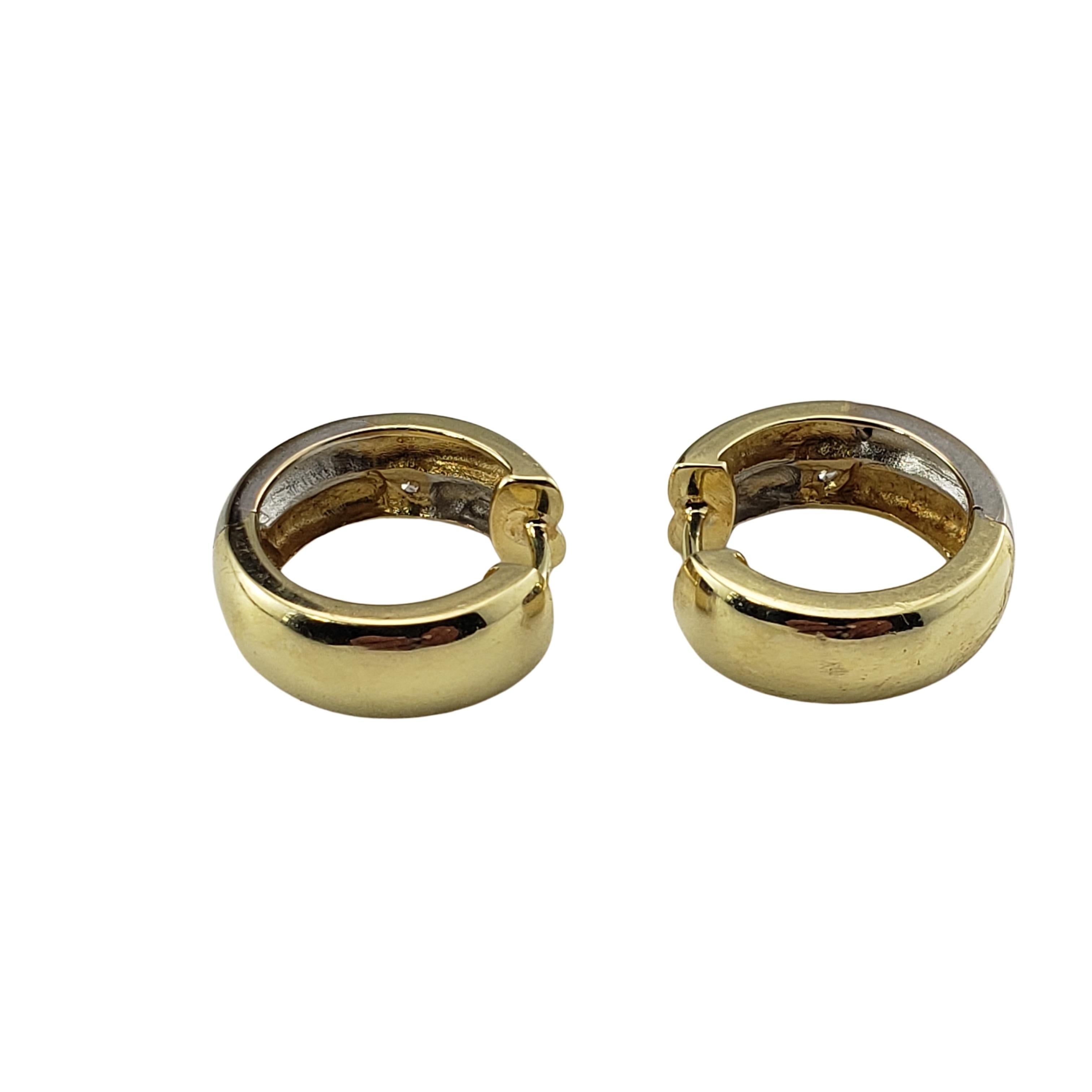 Women's or Men's 14 Karat Yellow/White Gold and Diamond Hoop Earrings
