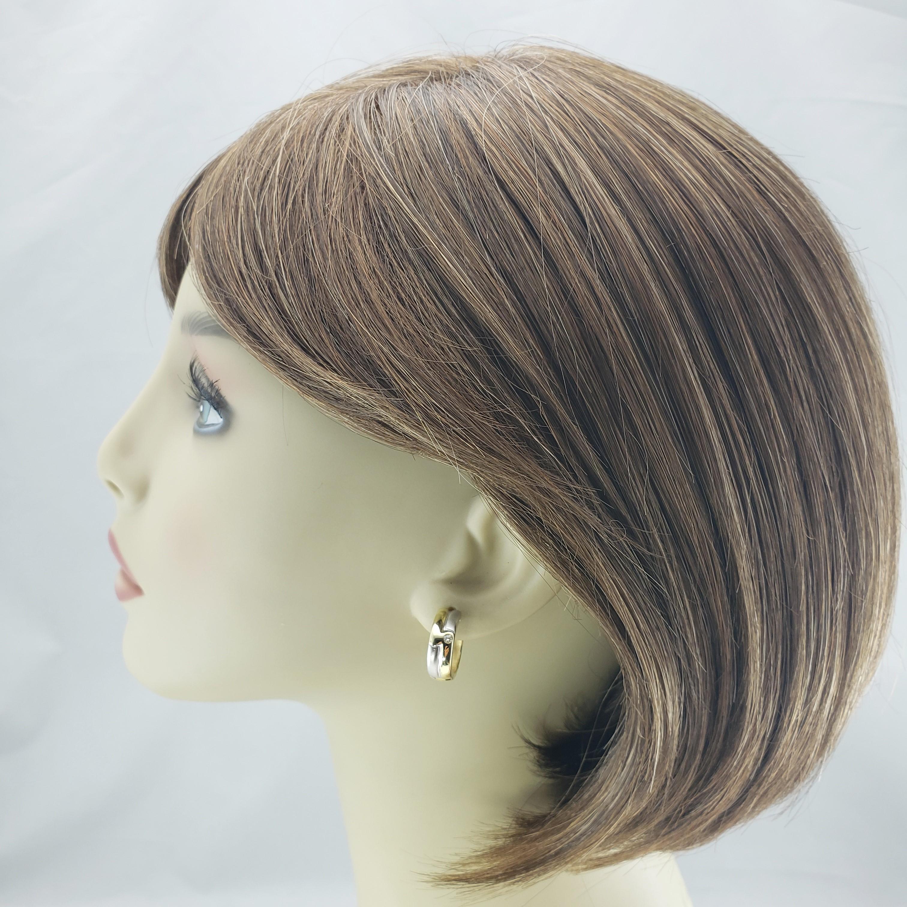 14 Karat Yellow/White Gold and Diamond Hoop Earrings 3