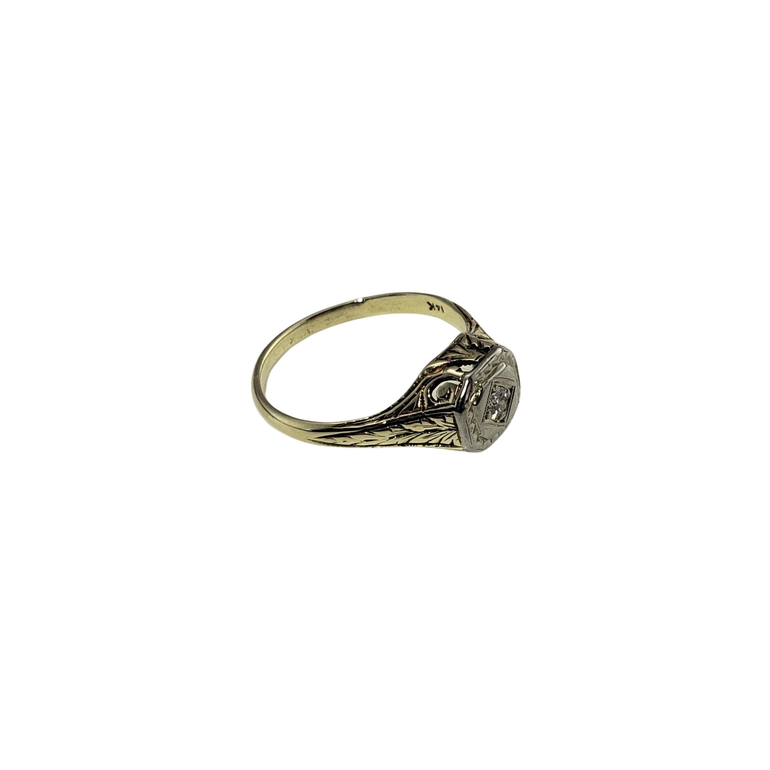 Women's 14 Karat Yellow/White Gold and Diamond Ring Size 7.5 For Sale