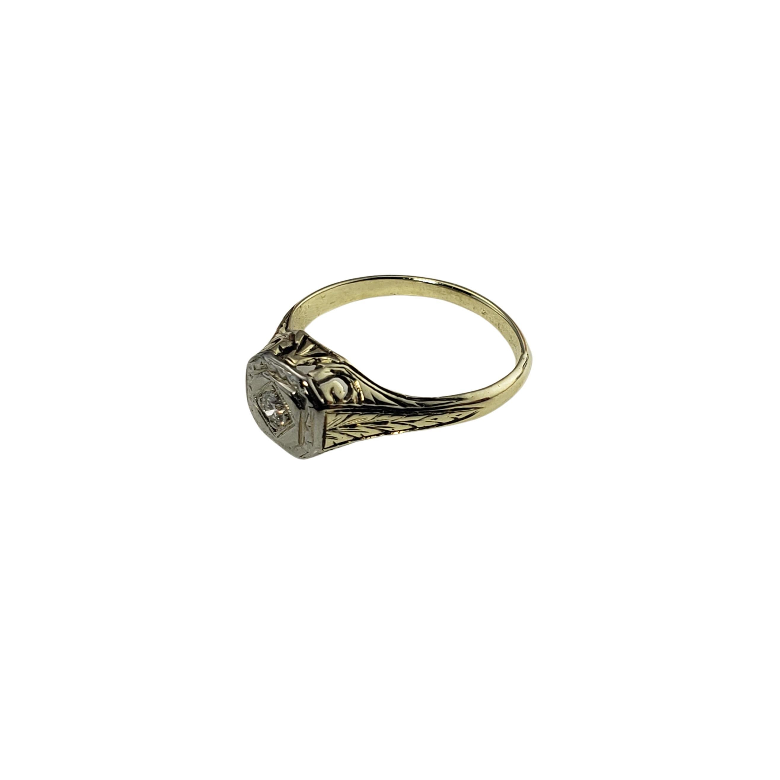 14 Karat Yellow/White Gold and Diamond Ring Size 7.5 For Sale 1