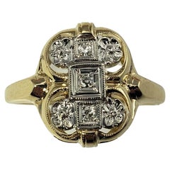 Vintage 14 Karat Yellow / White Gold and Diamond Ring