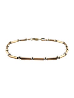 Pulsera de cuentas y barras de oro amarillo y blanco de 14 quilates #18522