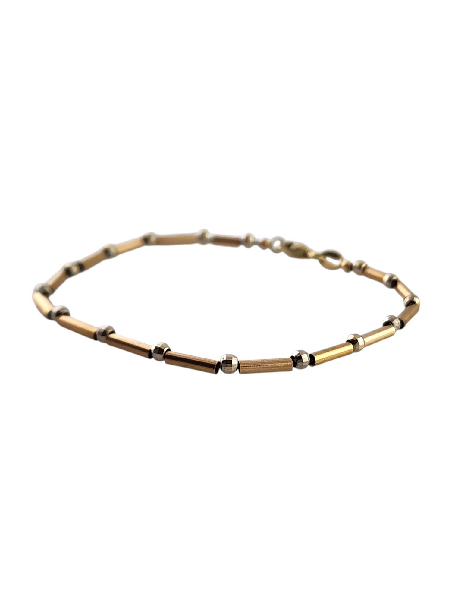 14 Karat Yellow & White Gold Bead and Bar Bracelet #18522 In Good Condition For Sale In Washington Depot, CT