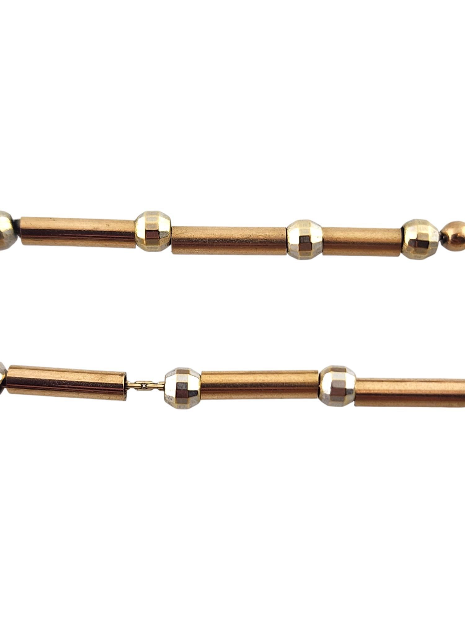 Women's 14 Karat Yellow & White Gold Bead and Bar Bracelet #18522 For Sale