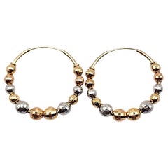 14 Karat Yellow 
White Gold Beaded Circle Hoop Earrings #20458
