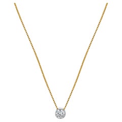 14 Karat Yellow & White Gold Bezel Set Diamond Solitaire Necklace