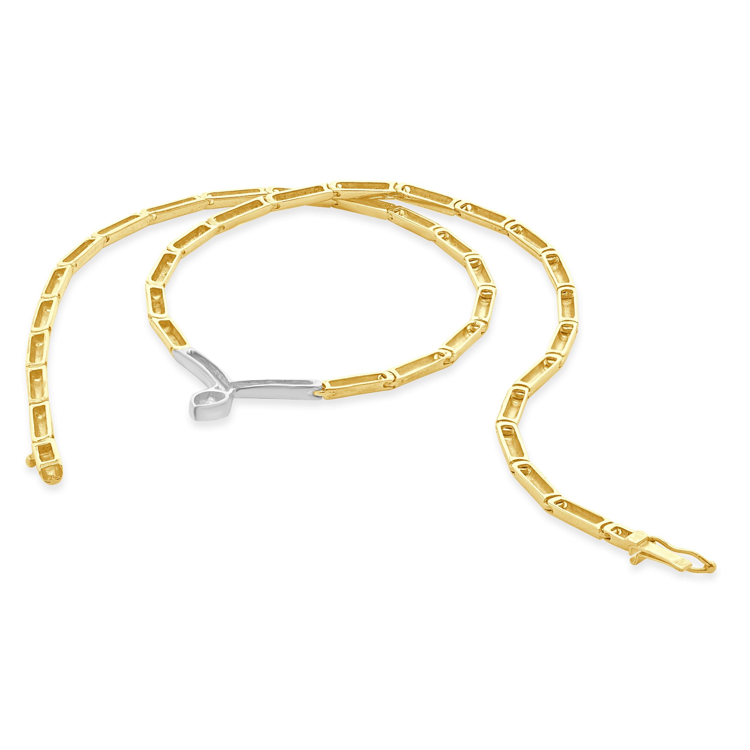 Collier en or jaune et blanc 14 carats serti de diamants taille poire Excellent état - En vente à Scottsdale, AZ