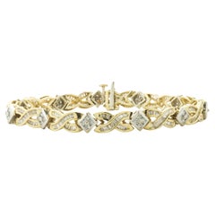 14 Karat Yellow & White Gold Channel Set Diamond X Link Bracelet