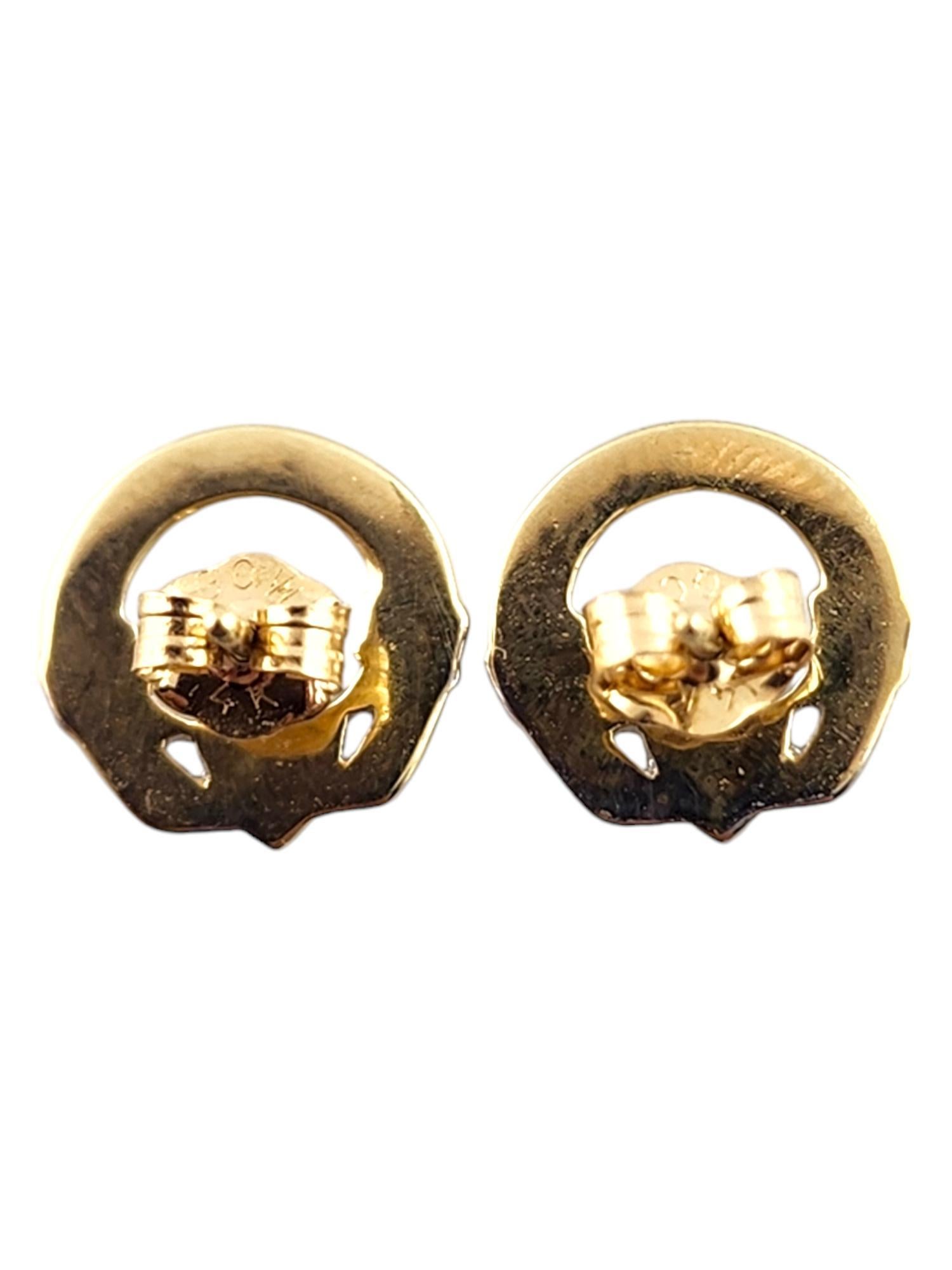 14 Karat Yellow & White Gold Claddagh Earrings #19193 For Sale 1