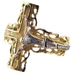 14 Karat Yellow & White Gold Crucifix Ring Size 9 #19372