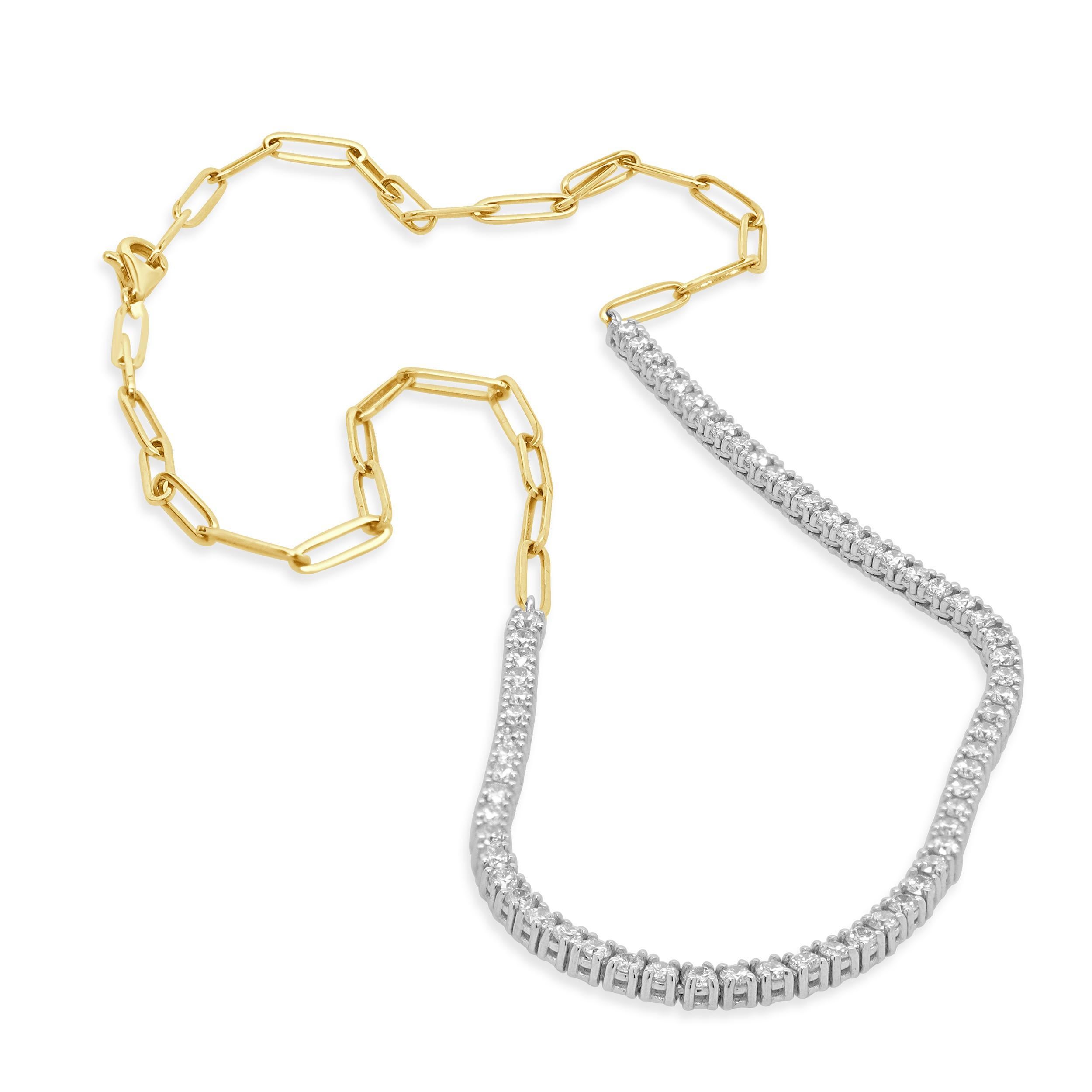 Collana in linea con diamanti regolabili in oro giallo e oro bianco 14 carati In condizioni ottime in vendita a Scottsdale, AZ