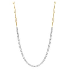 Collier réglable en or jaune et blanc 14 carats avec diamants