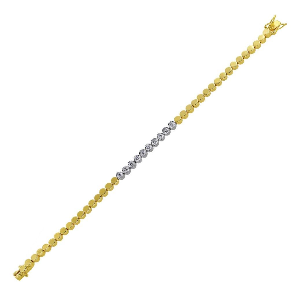 armband aus 14 Karat Gelbgold und Weißgold mit 10 Diamanten von ca. 1,00 Karat.