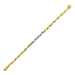 14 Karat Yellow White Gold Diamond Circle Bracelet