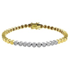 Armband aus 14 Karat Gelb- und Weißgold mit Diamanten im Kreis