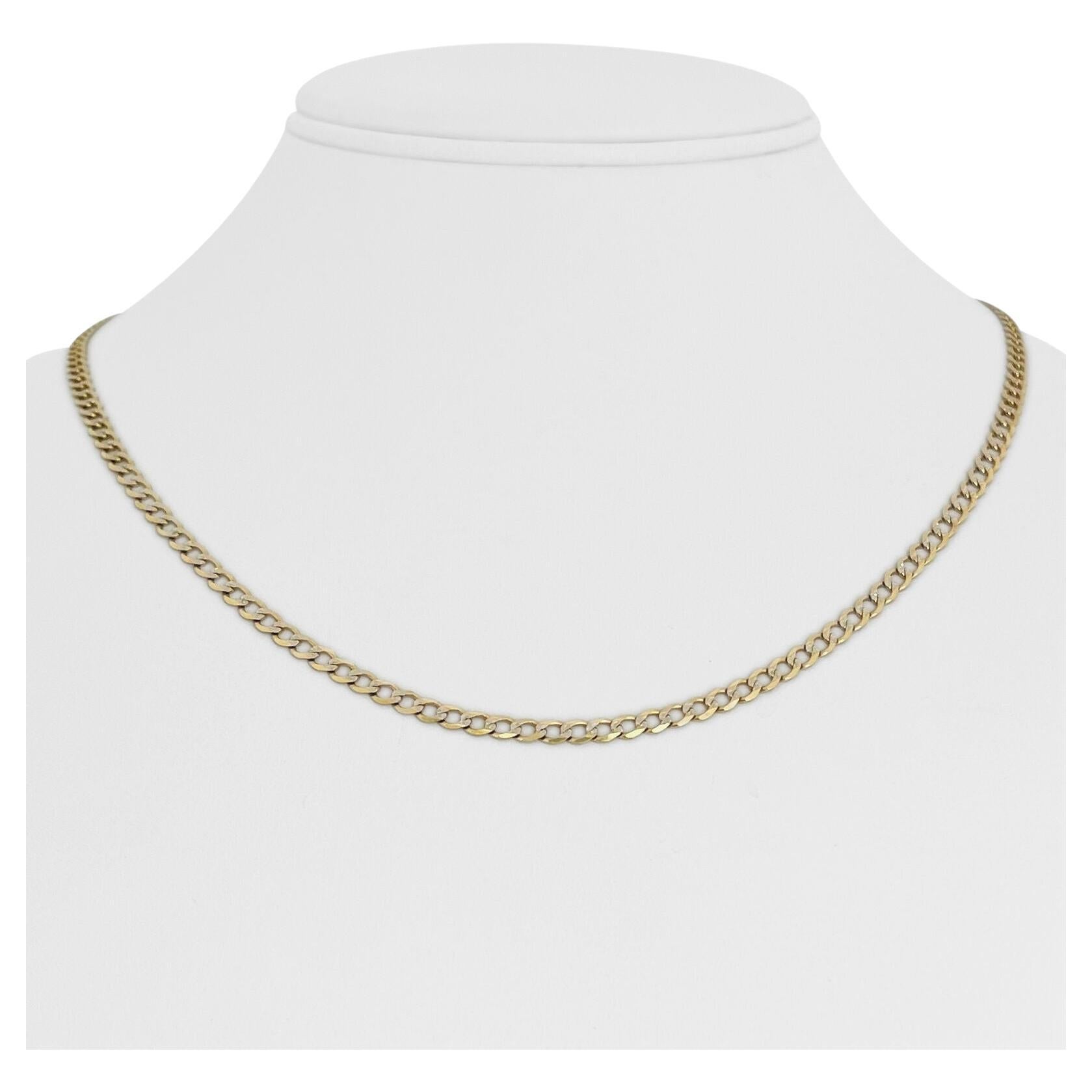 14 Karat Yellow & White Gold Diamond Cut Curb Link Chain Necklace, Italy