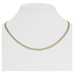 14 Karat Yellow & White Gold Diamond Cut Curb Link Chain Necklace, Italy