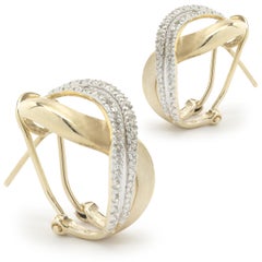 14 Karat Yellow & White Gold Diamond Double S Crossover Earrings