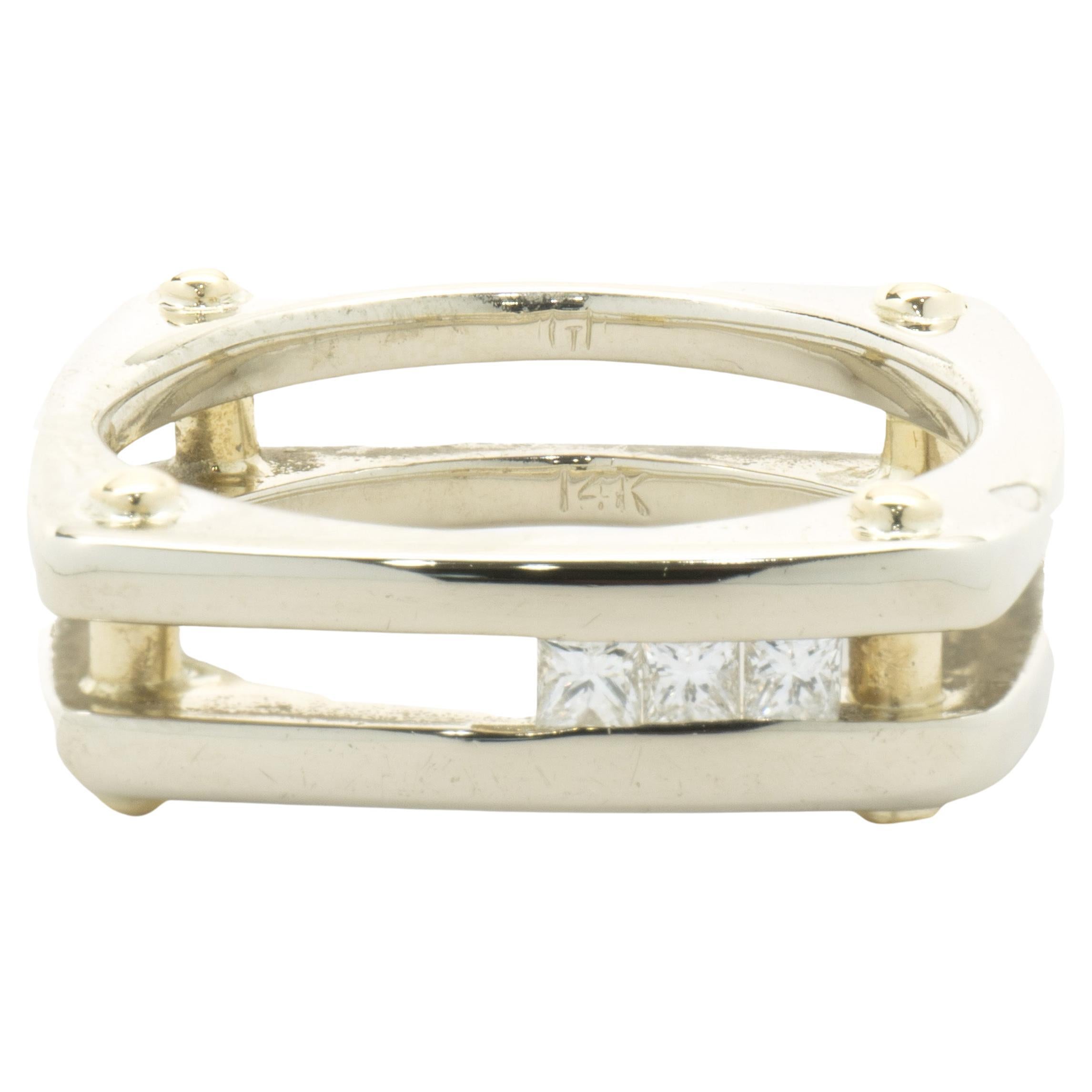 14 Karat Yellow & White Gold Diamond Dual Structure Ring For Sale