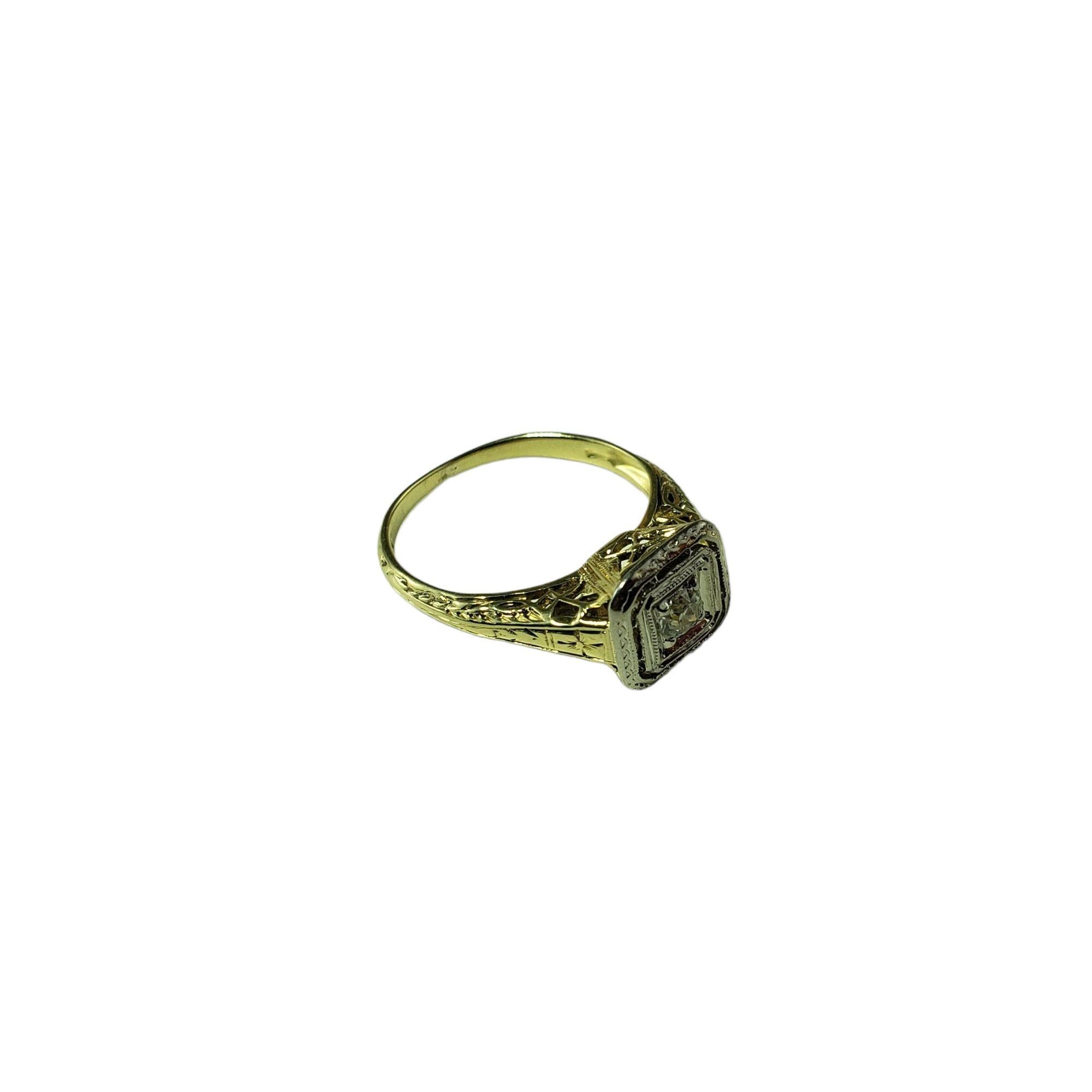 Old European Cut 14 Karat Yellow White Gold Diamond Engagement Ring Size 4.5 #14678 For Sale