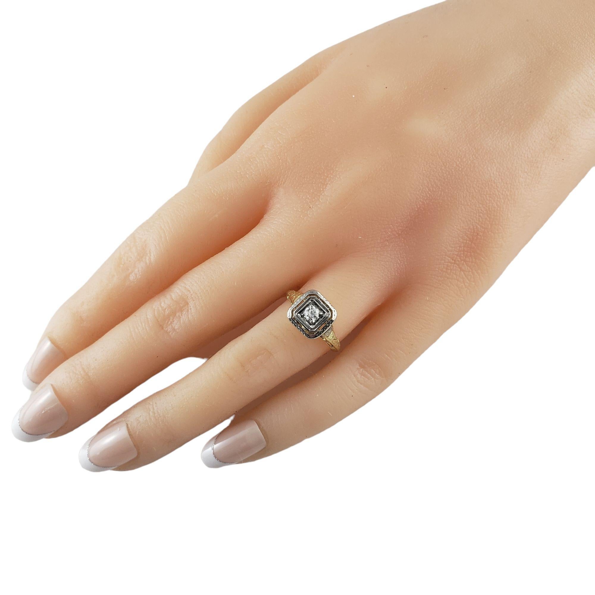 14 Karat Yellow White Gold Diamond Engagement Ring Size 4.5 #14678 For Sale 2