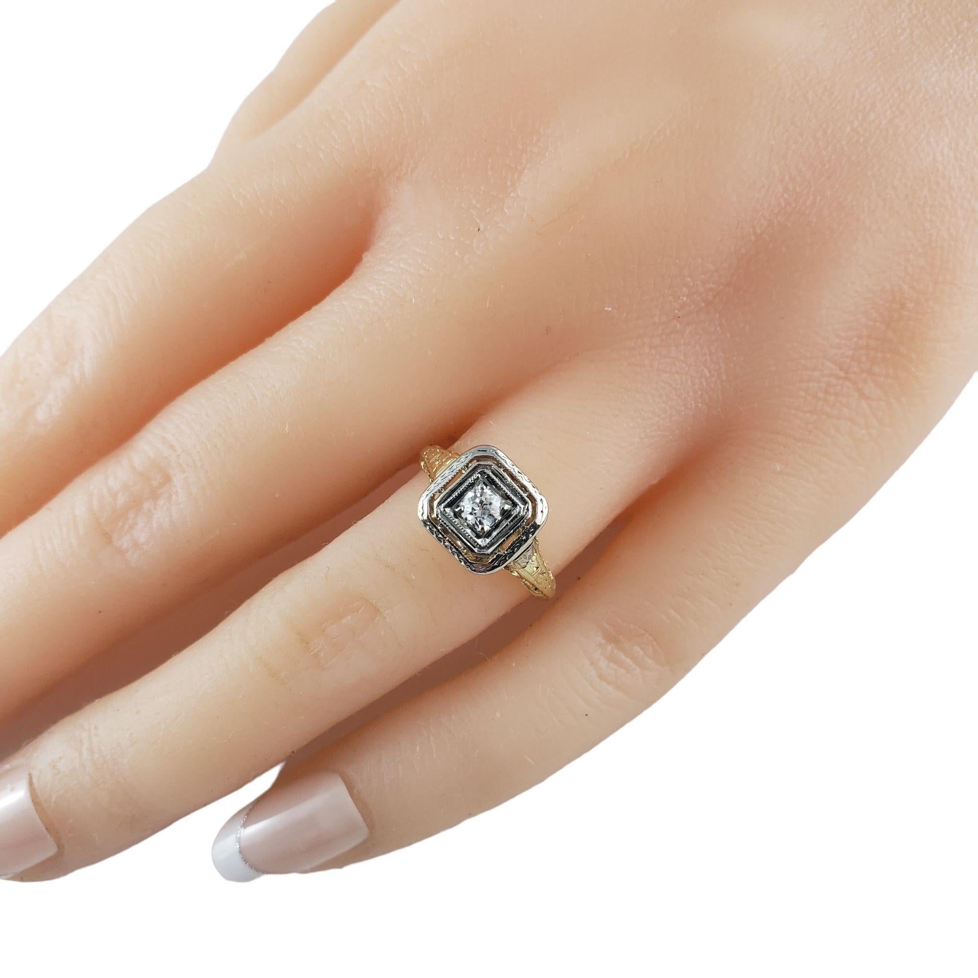 14 Karat Yellow White Gold Diamond Engagement Ring Size 4.5 #14678 For Sale 3