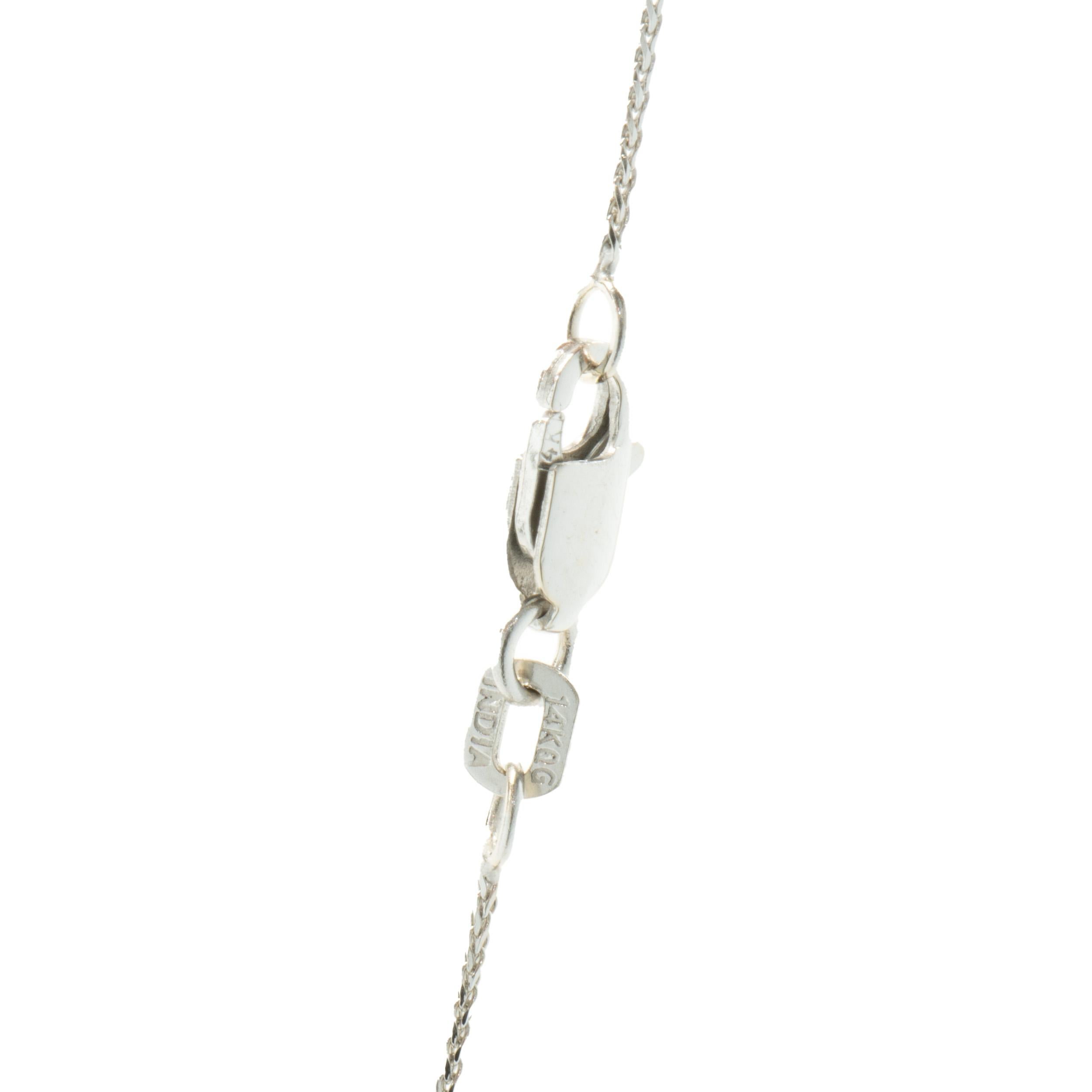 Filigrane 14 Karat Gelb- und Weißgold-Diamant-Halskette (Rundschliff) im Angebot