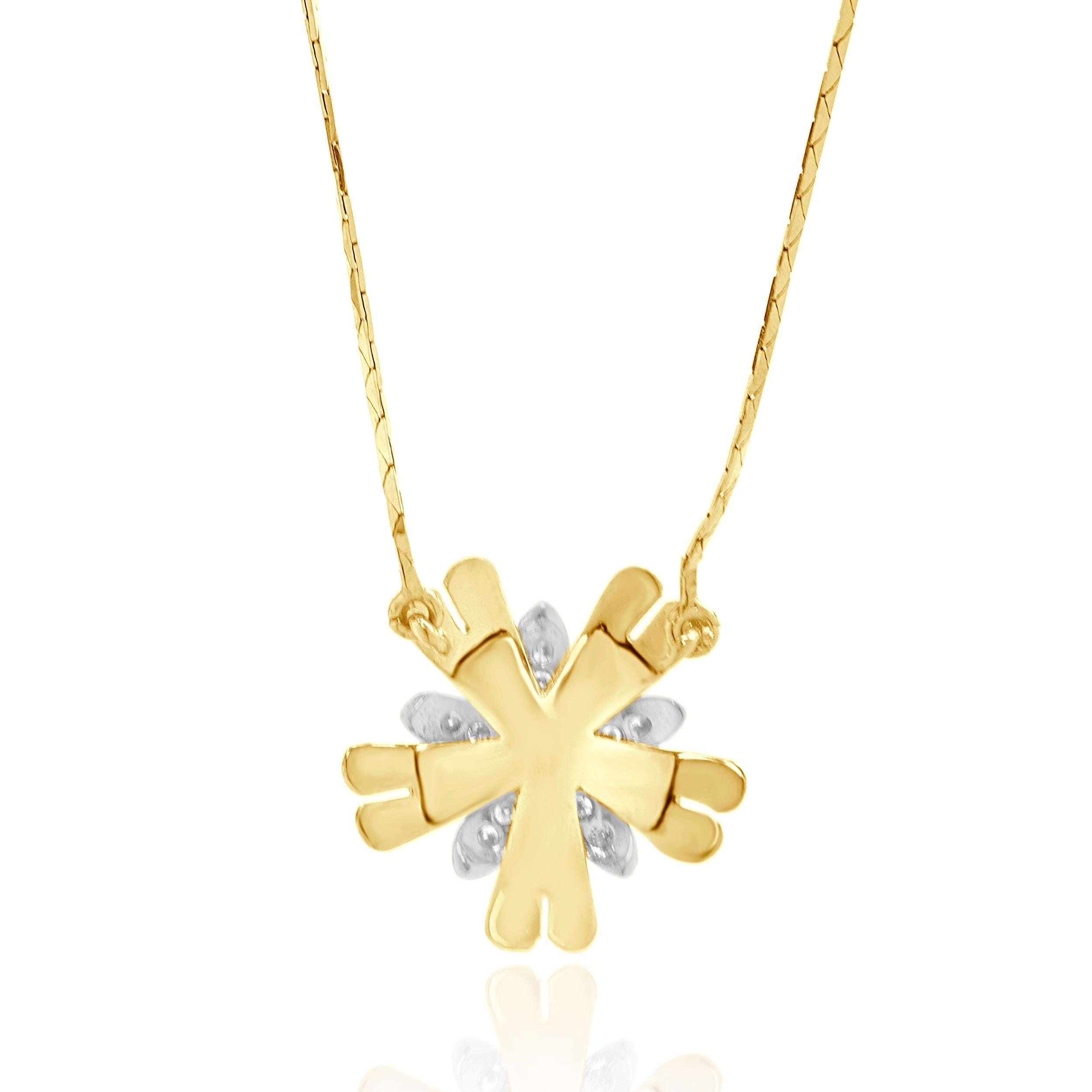 Designer: custom
Material: 14K yellow & white gold
Diamonds: 11 round brilliant cut = 0.32cttw
Color: H
Clarity: SI2
Dimensions: necklace measures 16-inches in length 
Weight: 5.07 grams
