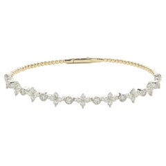 14 Karat Yellow & White Gold Diamond Maltese Bangle Bracelet