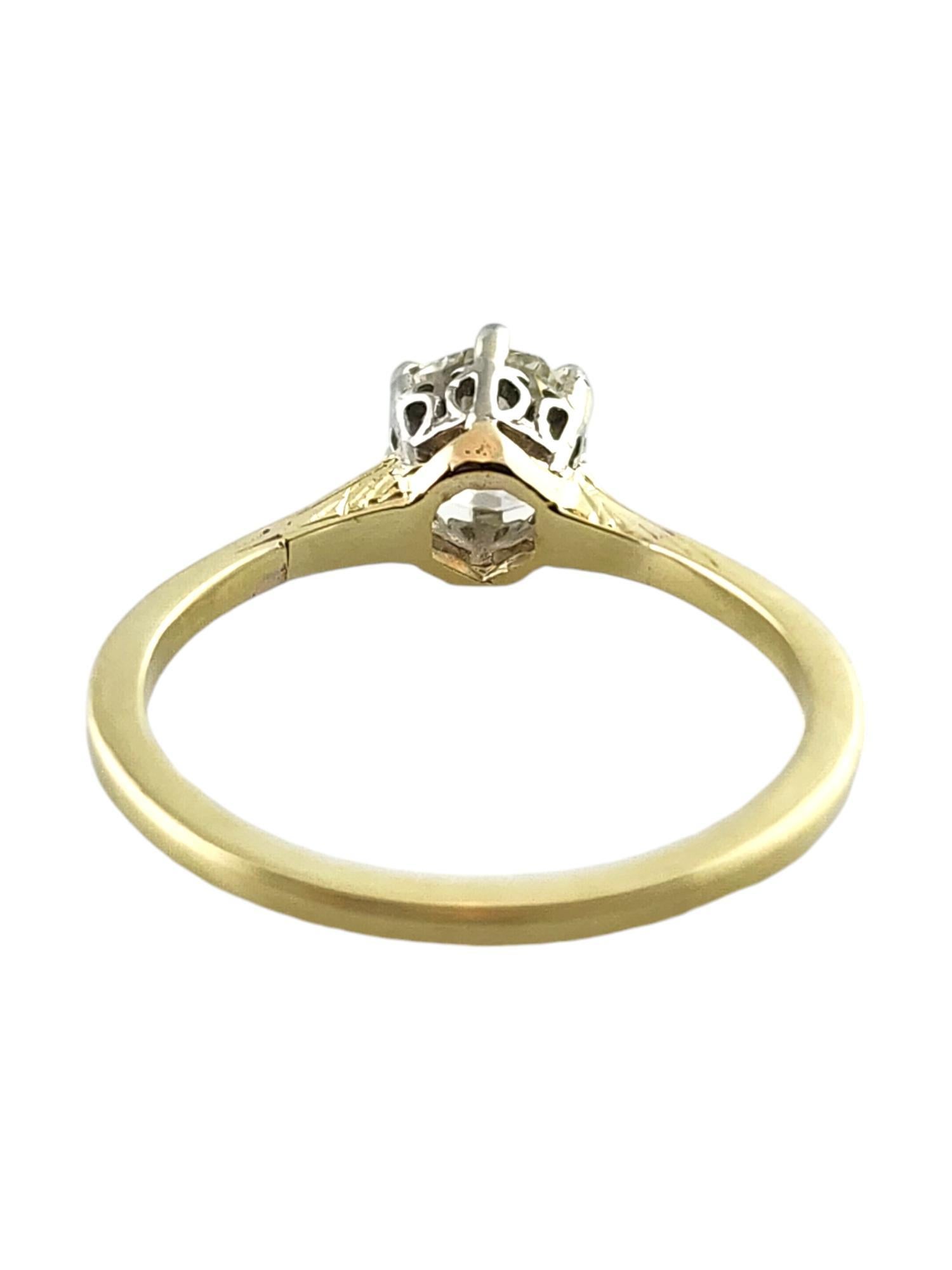 Old Mine Cut 14 Karat Yellow & White Gold Diamond Ring Size 6 #18668