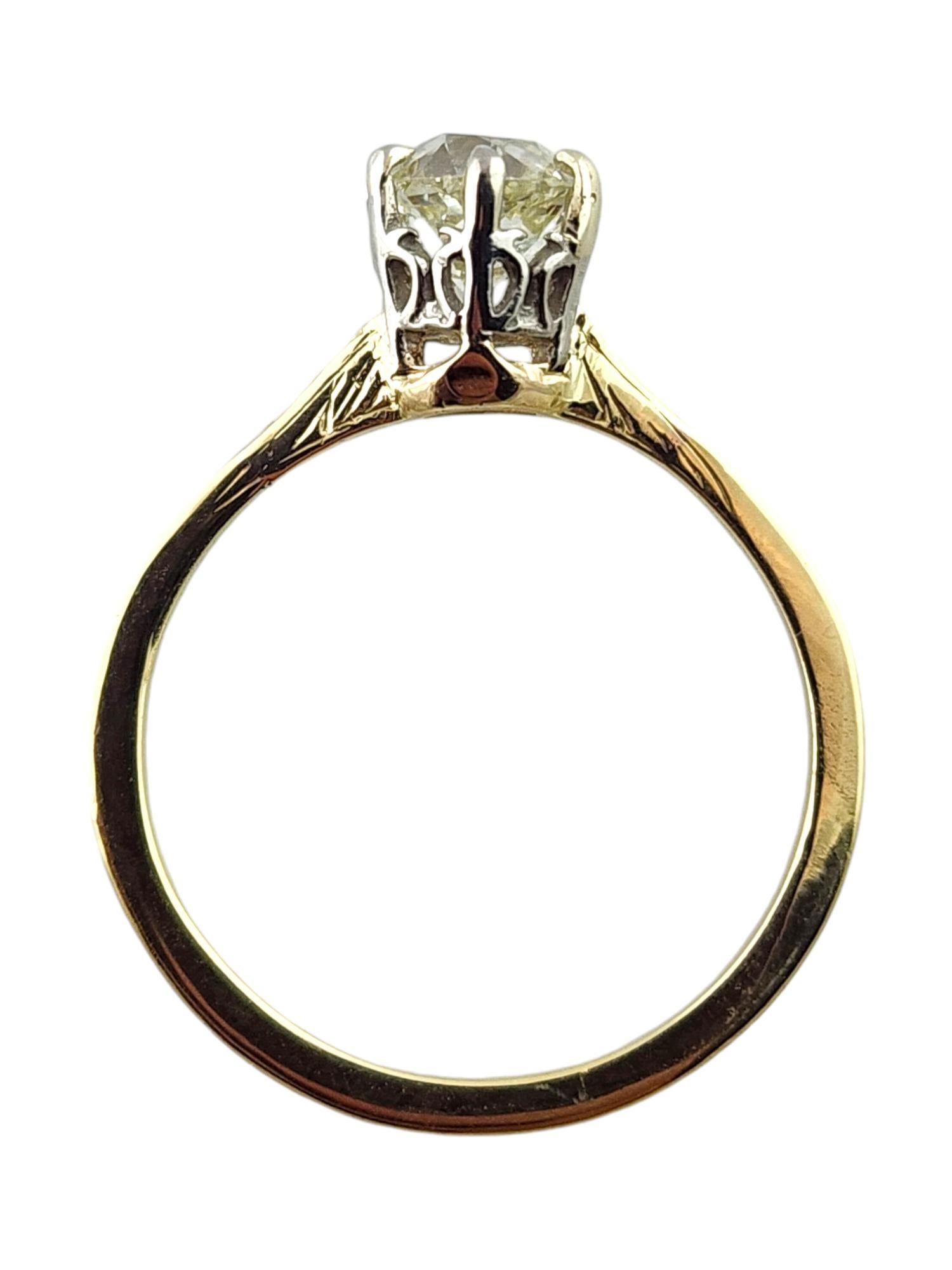 14 Karat Yellow & White Gold Diamond Ring Size 6 #18668 In Good Condition In Washington Depot, CT