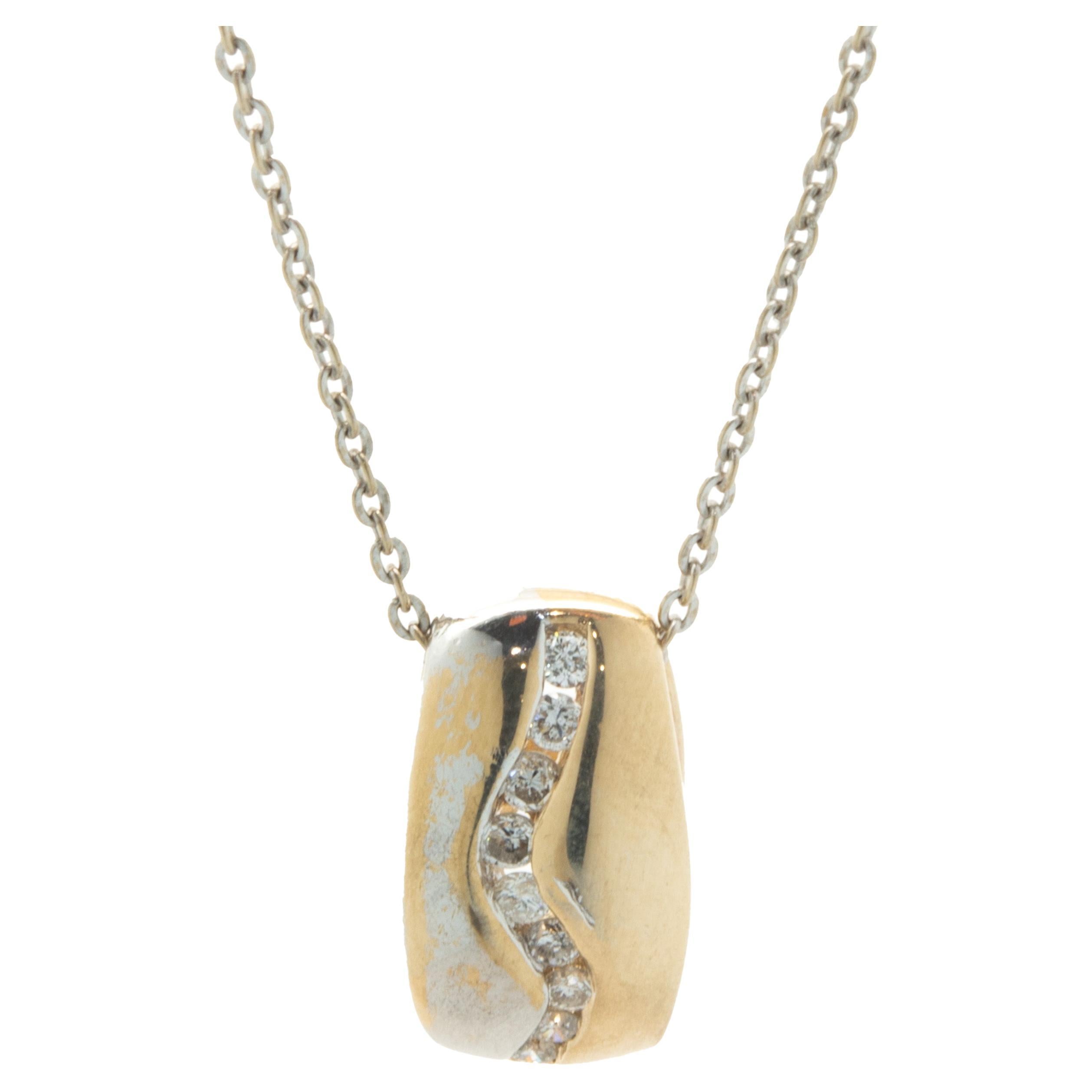 14 Karat Yellow & White Gold Diamond River Necklace For Sale